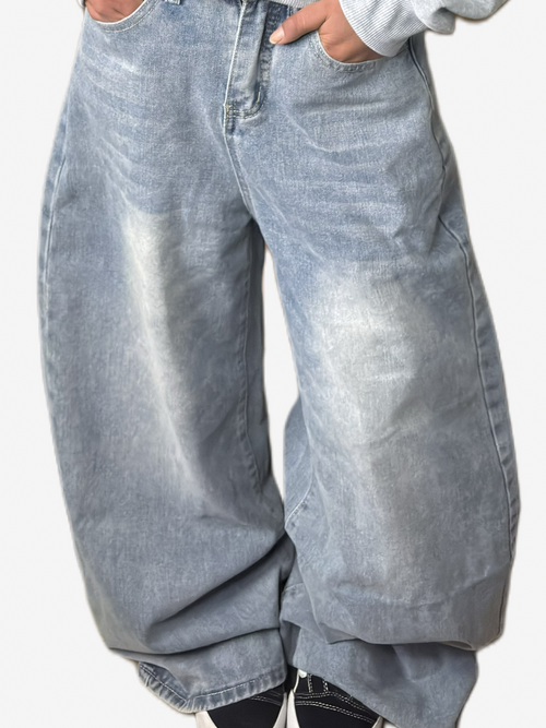 Jean Baggy Distressed Azul Claro
